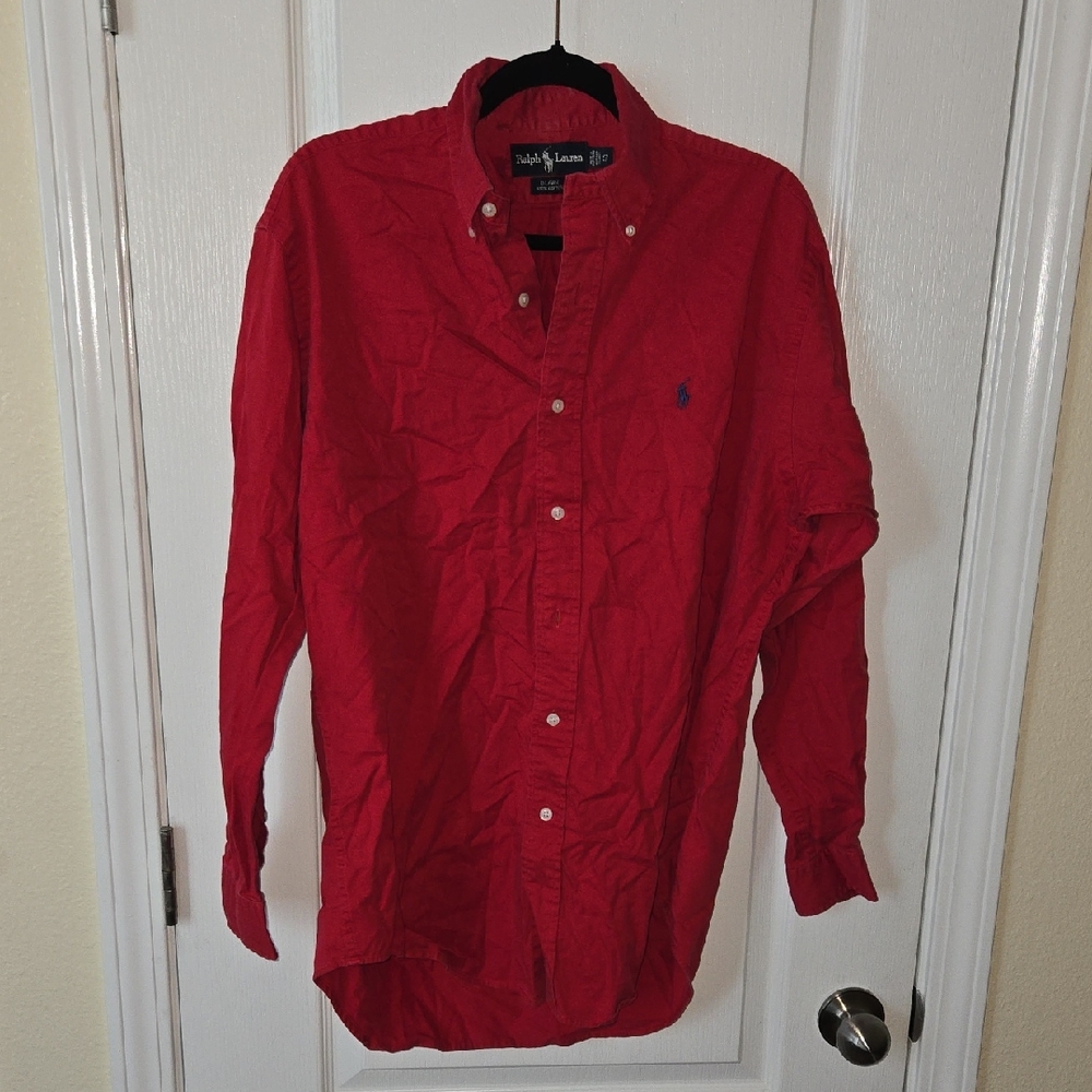 Ralph Lauren Men's Red Long-Sleeve Button-Down Shirt